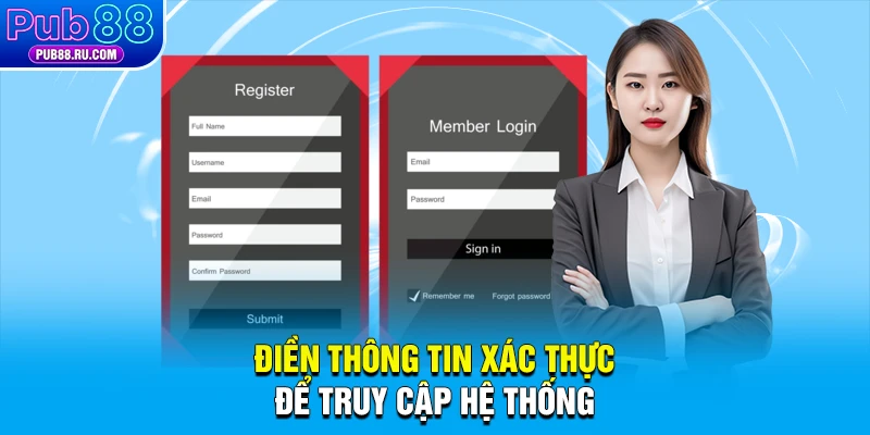 Điền thông tin xác thực để truy cập hệ thống